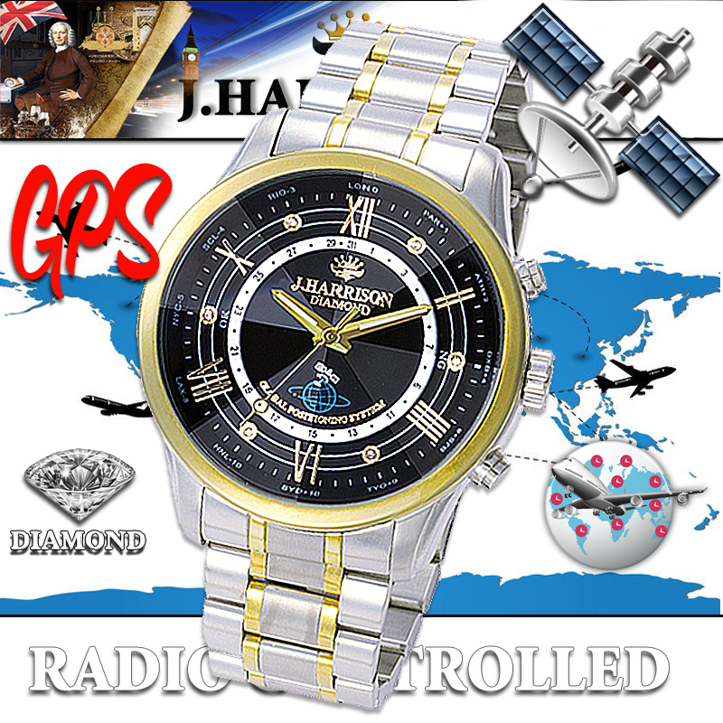 J.H-1881GB・6石天然ダイヤモンド付きGPS電波腕時計