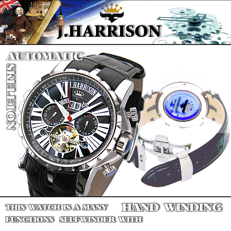 J.H-033SB・ビッグテンプ付多機能表示・自動巻＆手巻き腕時計